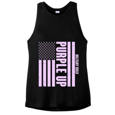 Cool Purple USA American Flag Ladies PosiCharge Tri-Blend Wicking Tank