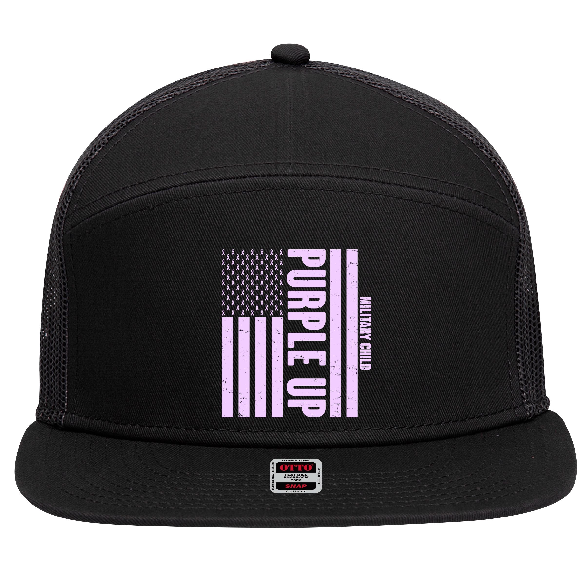 Cool Purple USA American Flag 7 Panel Mesh Trucker Snapback Hat