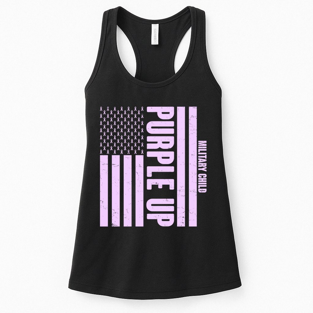 Cool Purple USA American Flag Womens Tank Top