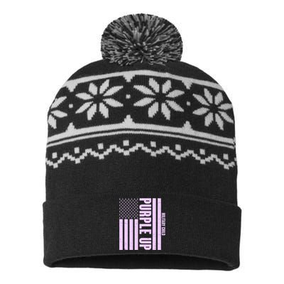 Cool Purple USA American Flag USA-Made Snowflake Beanie