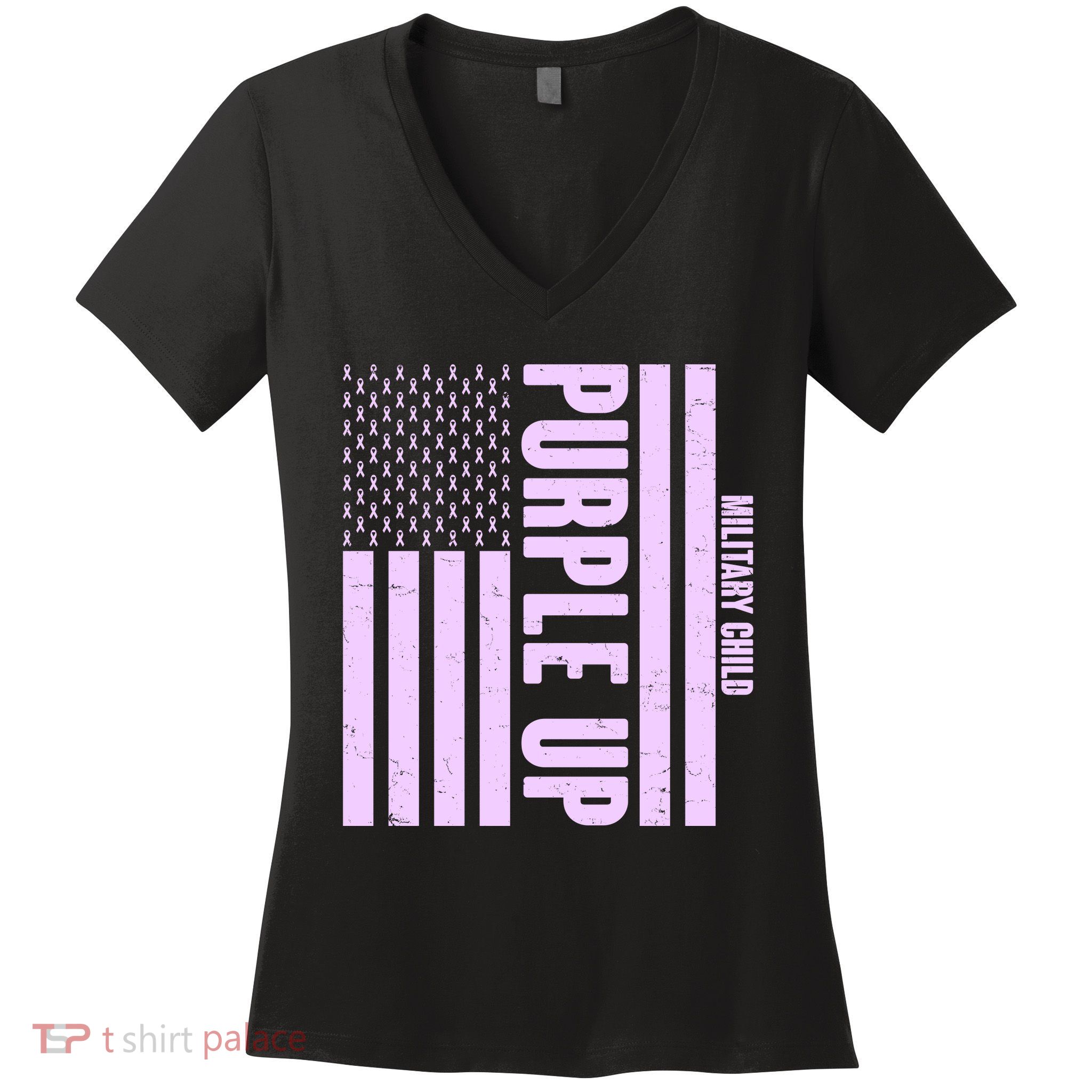 Cool Purple USA American Flag Women's V-Neck T-Shirt