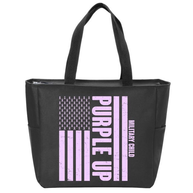 Cool Purple USA American Flag Zip Tote Bag
