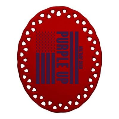 Cool Purple USA American Flag Ceramic Oval Ornament