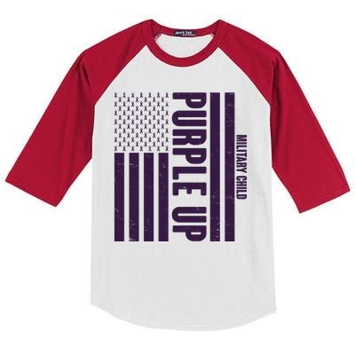 Cool Purple USA American Flag Kids Colorblock Raglan Jersey