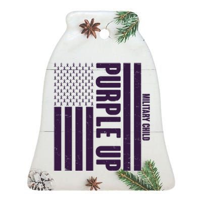 Cool Purple USA American Flag Ceramic Bell Ornament