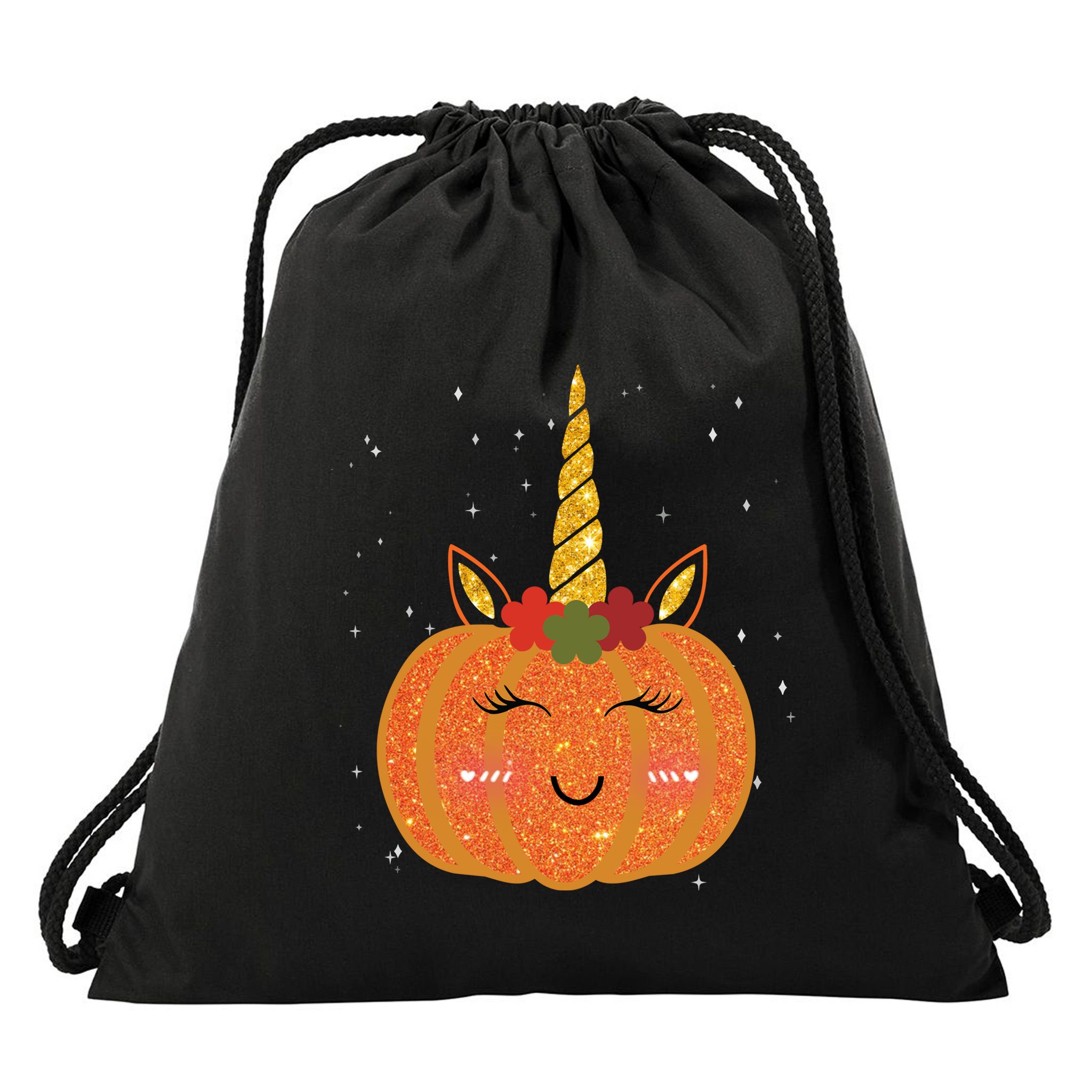 Cute Pumpkin Unicorn Halloween Drawstring Bag