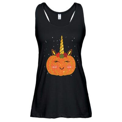 Cute Pumpkin Unicorn Halloween Ladies Essential Flowy Tank