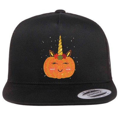 Cute Pumpkin Unicorn Halloween Flatbill Hat