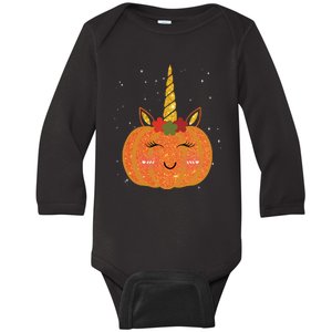 Cute Pumpkin Unicorn Halloween Baby Long Sleeve Bodysuit