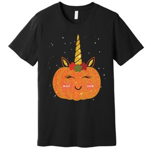 Cute Pumpkin Unicorn Halloween Premium T-Shirt