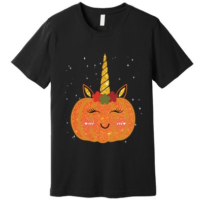 Cute Pumpkin Unicorn Halloween Premium T-Shirt