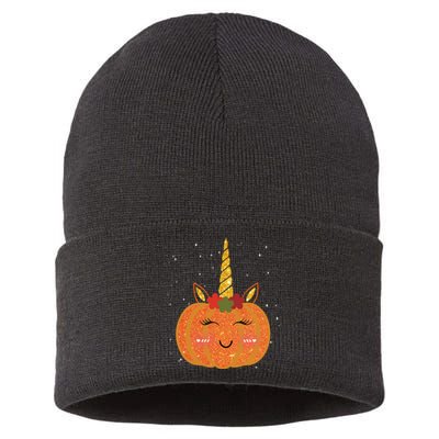 Cute Pumpkin Unicorn Halloween Sustainable Knit Beanie