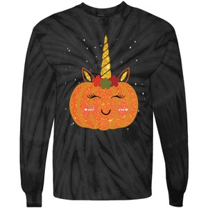 Cute Pumpkin Unicorn Halloween Tie-Dye Long Sleeve Shirt