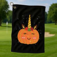 Cute Pumpkin Unicorn Halloween Golf Towel