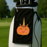 Cute Pumpkin Unicorn Halloween Golf Towel