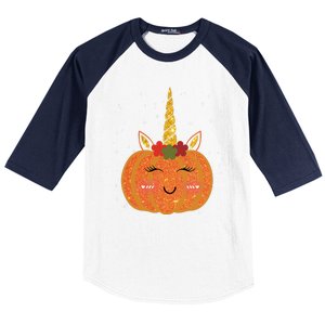 Cute Pumpkin Unicorn Halloween Baseball Sleeve Shirt