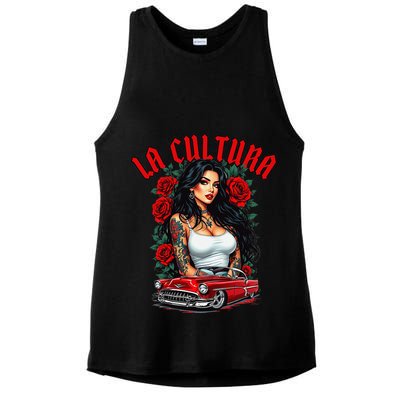 Chola Pin Up Chicano Mexican Latina Car Show Cinco De Mayo Ladies PosiCharge Tri-Blend Wicking Tank