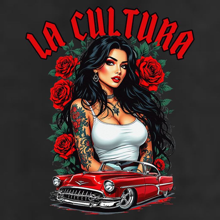 Chola Pin Up Chicano Mexican Latina Car Show Cinco De Mayo 7 Panel Mesh Trucker Snapback Hat