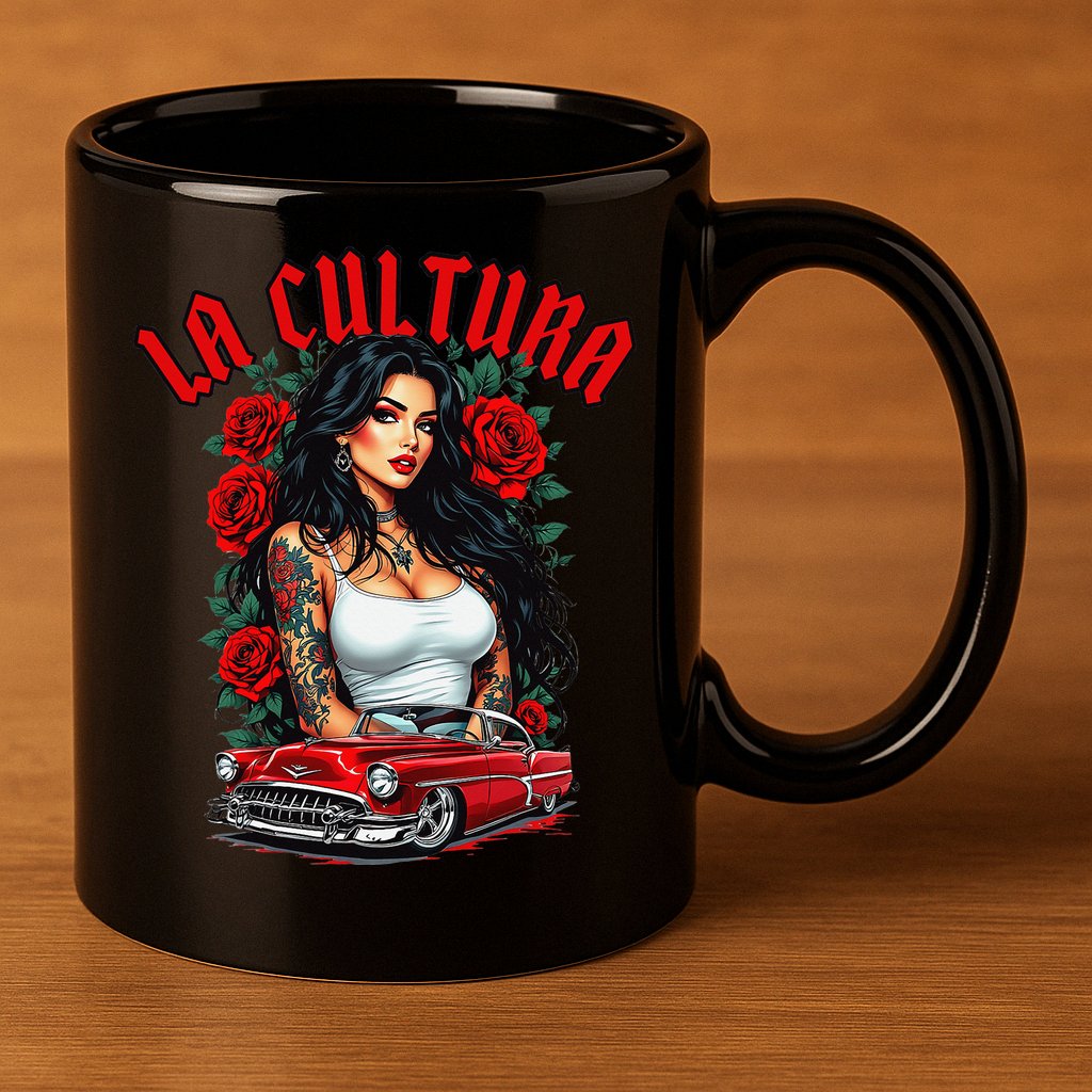 Chola Pin Up Chicano Mexican Latina Car Show Cinco De Mayo 11oz C Handle Ceramic Mug
