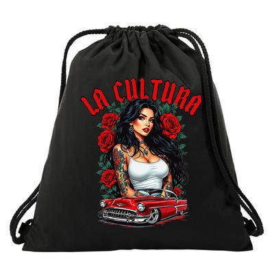 Chola Pin Up Chicano Mexican Latina Car Show Cinco De Mayo Drawstring Bag
