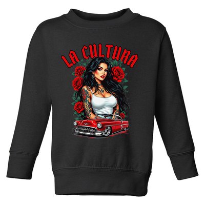 Chola Pin Up Chicano Mexican Latina Car Show Cinco De Mayo Toddler Sweatshirt