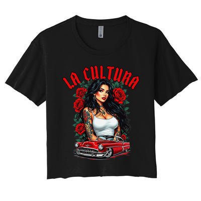 Chola Pin Up Chicano Mexican Latina Car Show Cinco De Mayo Women's Crop Top Tee