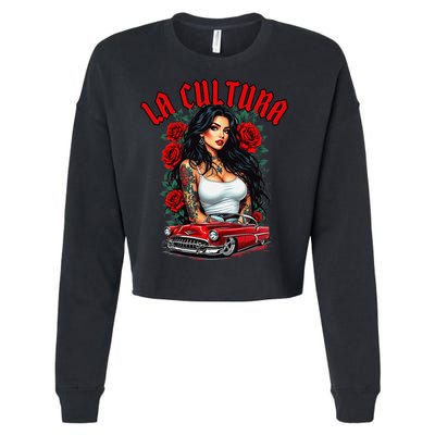 Chola Pin Up Chicano Mexican Latina Car Show Cinco De Mayo Cropped Pullover Crew