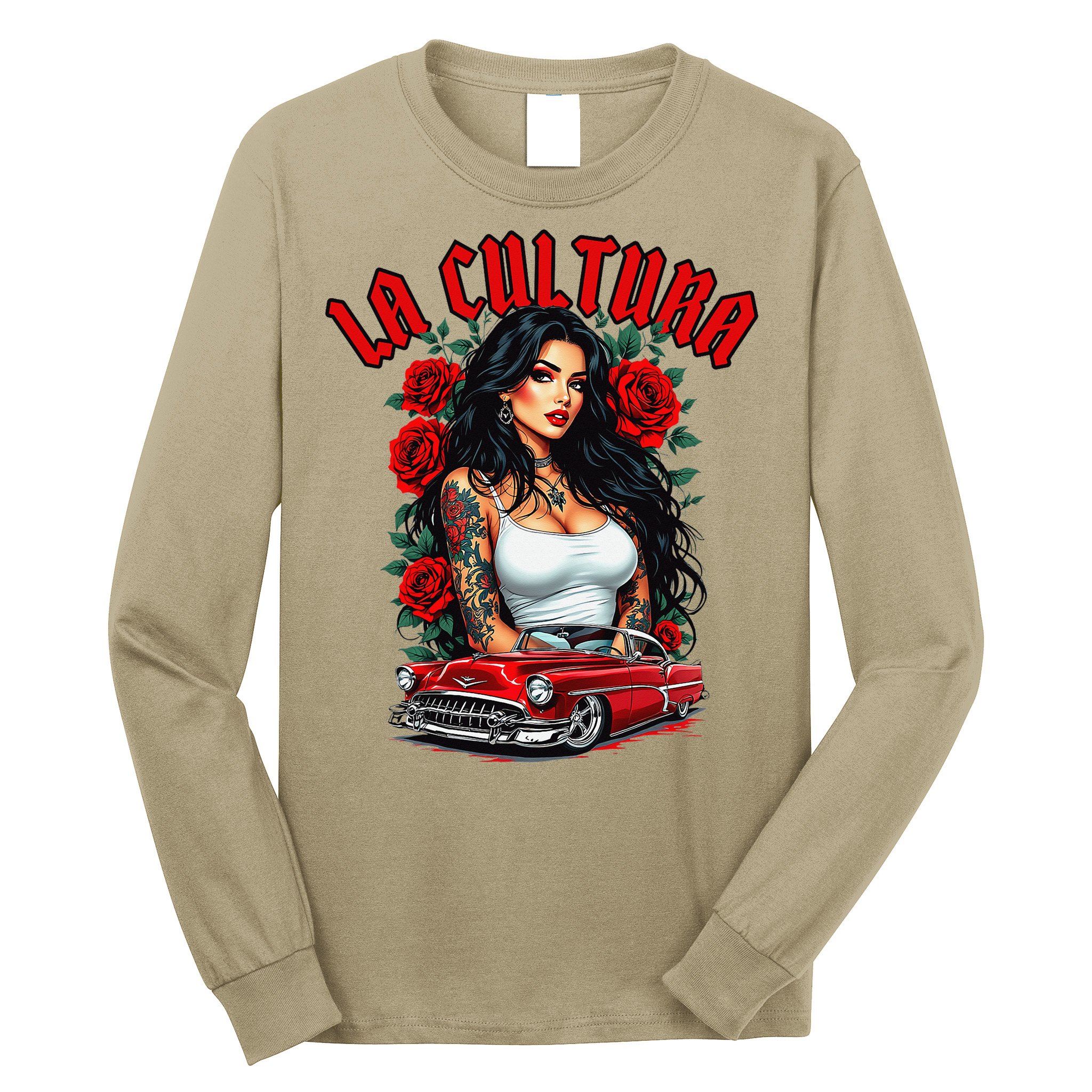 Chola Pin Up Chicano Mexican Latina Car Show Cinco De Mayo Long Sleeve Shirt