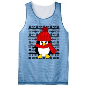 Cute Penguin Ugly Christmas Sweater Xmas Gift Mesh Reversible Basketball Jersey Tank