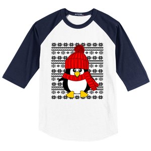 Cute Penguin Ugly Christmas Sweater Xmas Gift Baseball Sleeve Shirt