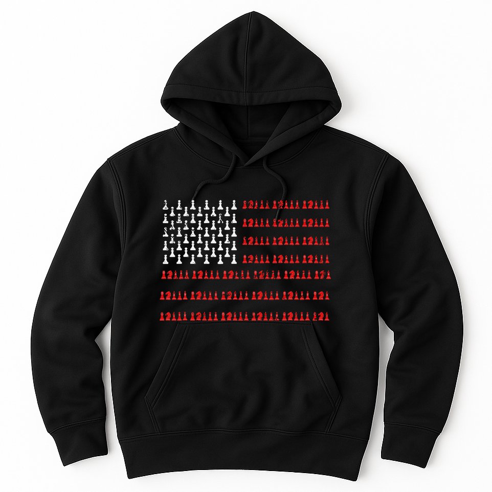 Chess Piece Usa Flag Chess Player Gift Chess Hoodie