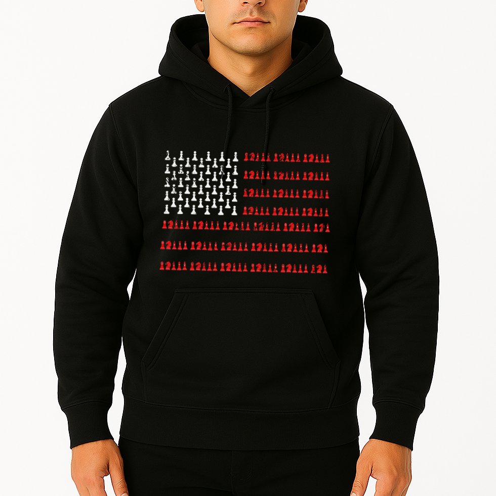Chess Piece Usa Flag Chess Player Gift Chess Hoodie
