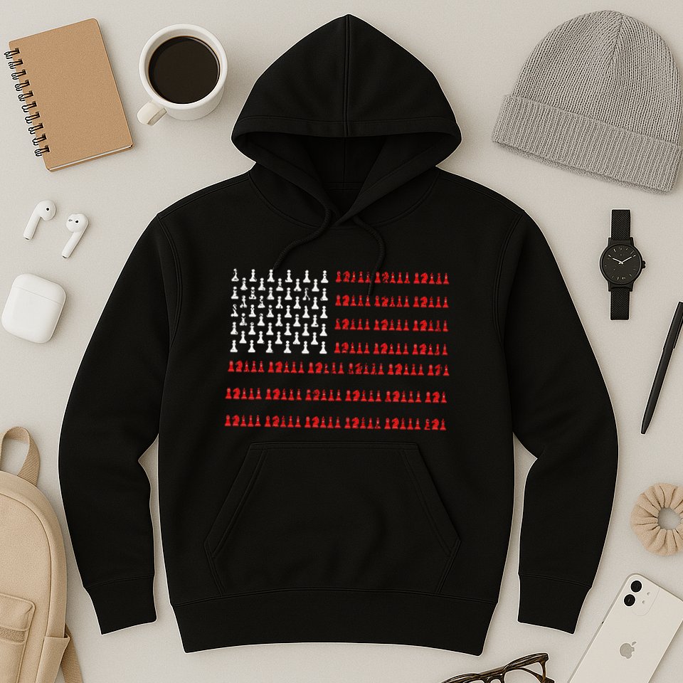 Chess Piece Usa Flag Chess Player Gift Chess Hoodie