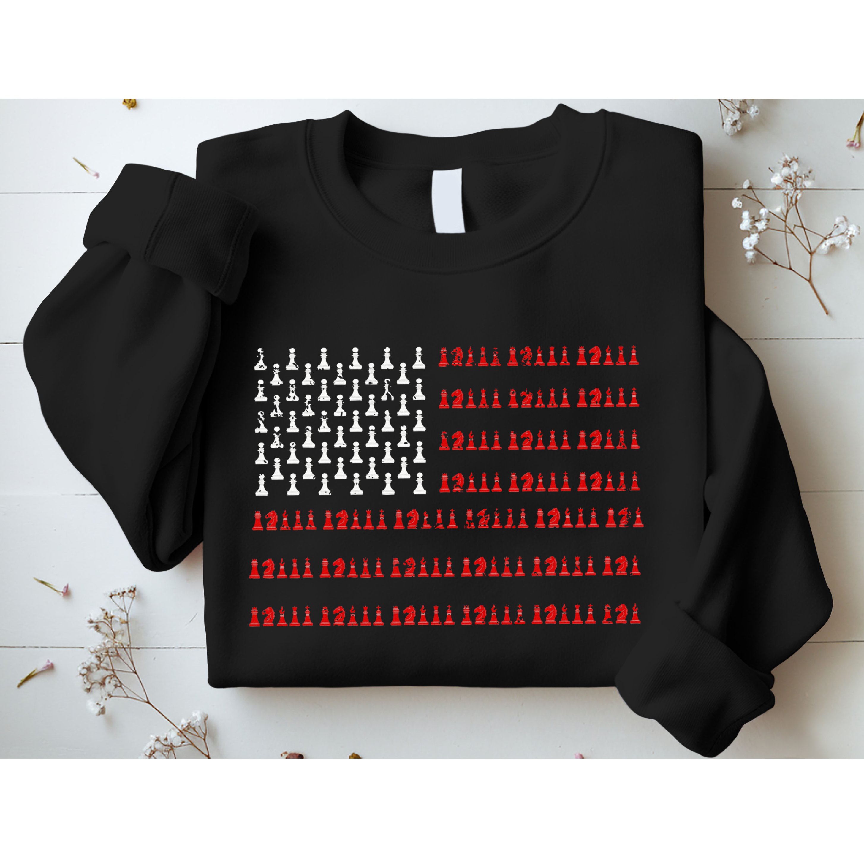 Chess Piece Usa Flag Chess Player Gift Chess Sweatshirt