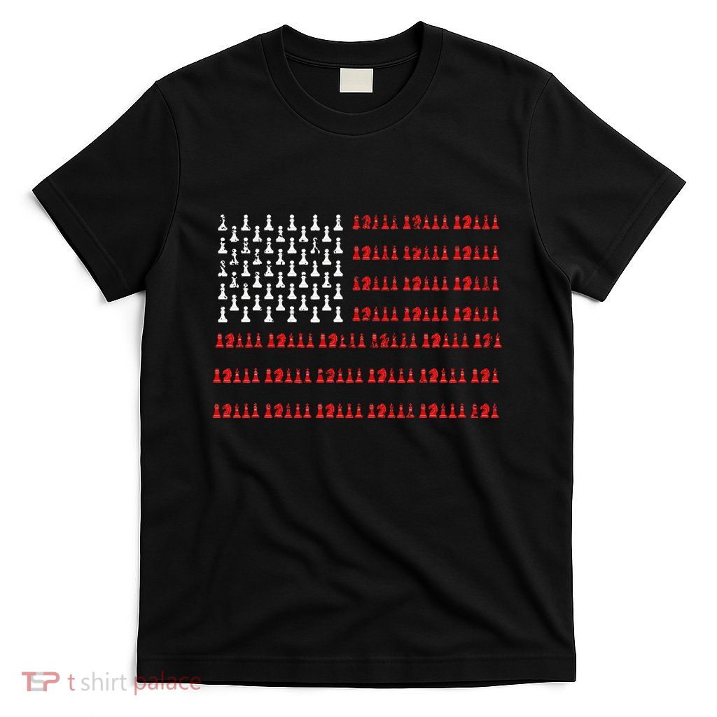 Chess Piece Usa Flag Chess Player Gift Chess T-Shirt