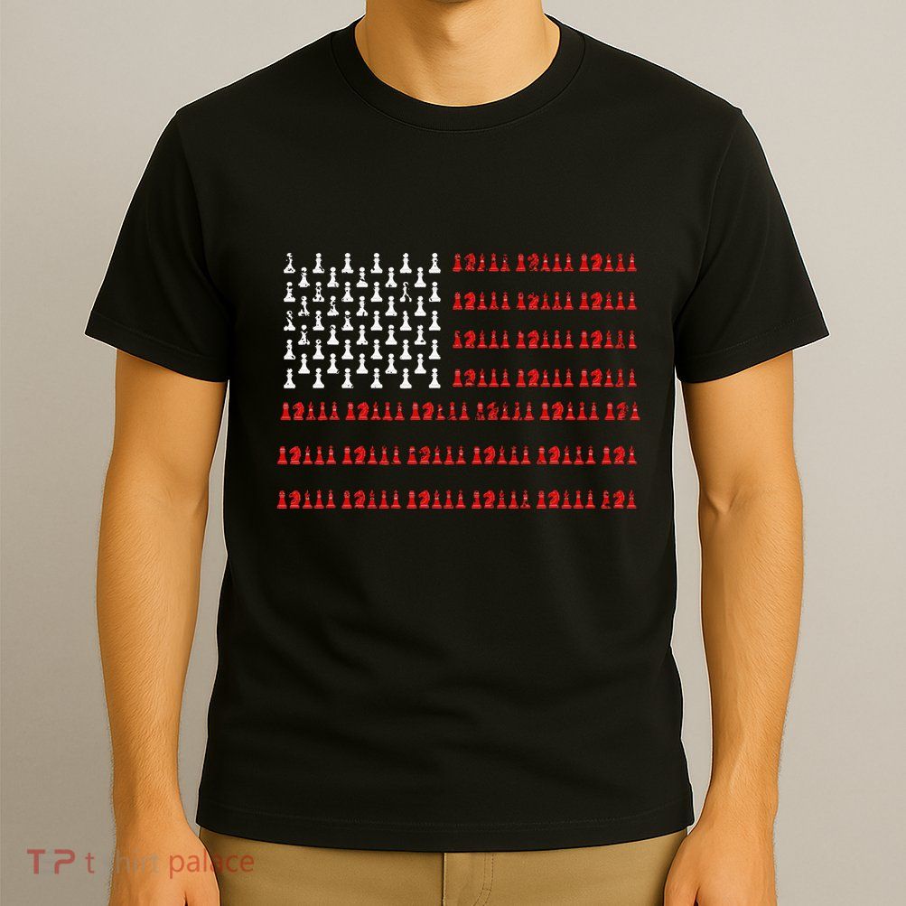 Chess Piece Usa Flag Chess Player Gift Chess T-Shirt