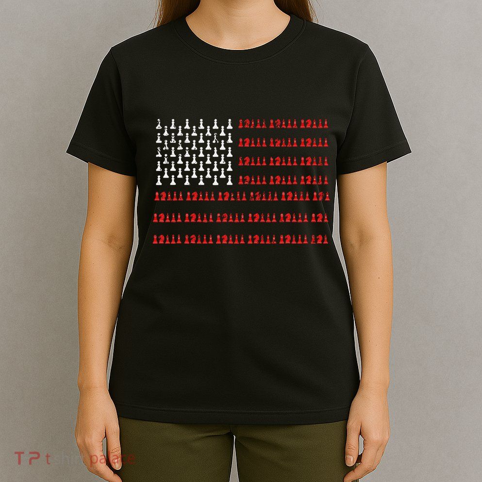 Chess Piece Usa Flag Chess Player Gift Chess T-Shirt