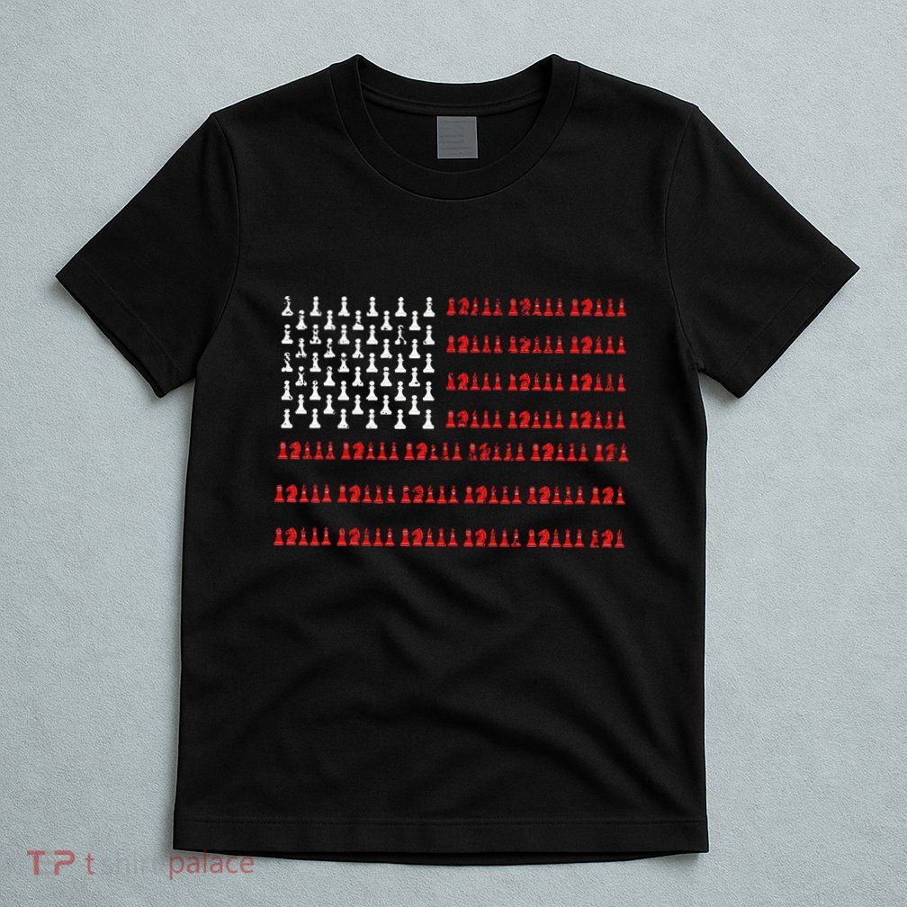 Chess Piece Usa Flag Chess Player Gift Chess T-Shirt