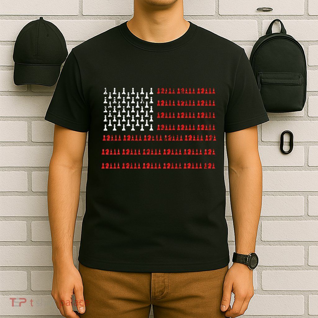 Chess Piece Usa Flag Chess Player Gift Chess T-Shirt