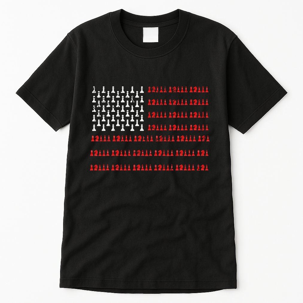Chess Piece Usa Flag Chess Player Gift Chess Tall T-Shirt