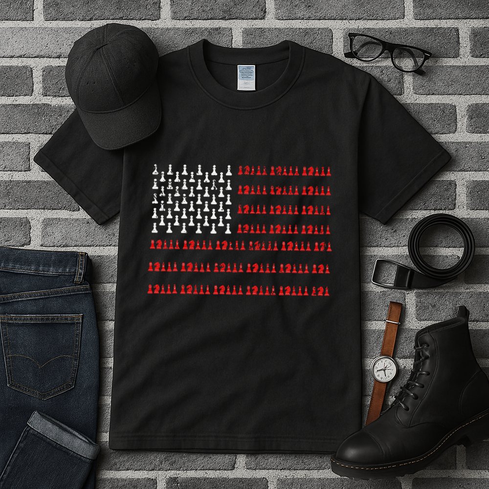 Chess Piece Usa Flag Chess Player Gift Chess Tall T-Shirt