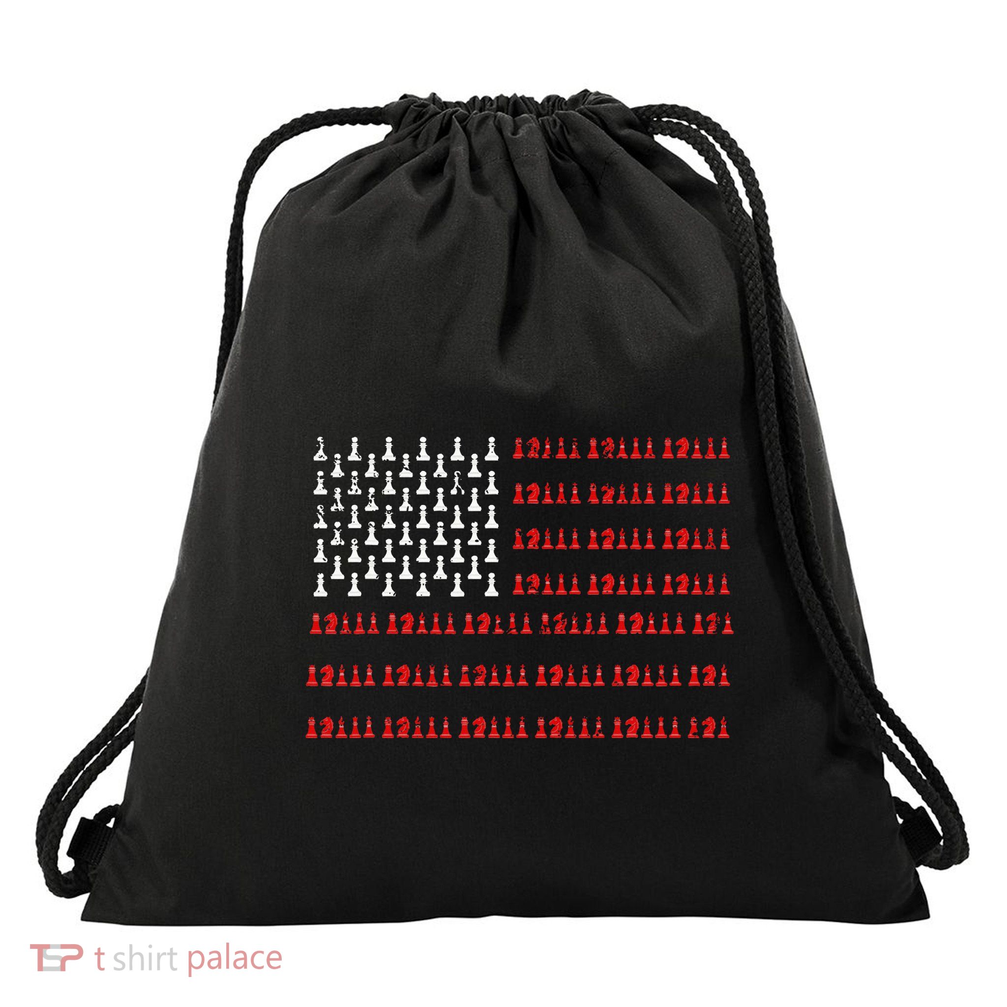 Chess Piece Usa Flag Chess Player Gift Chess Drawstring Bag