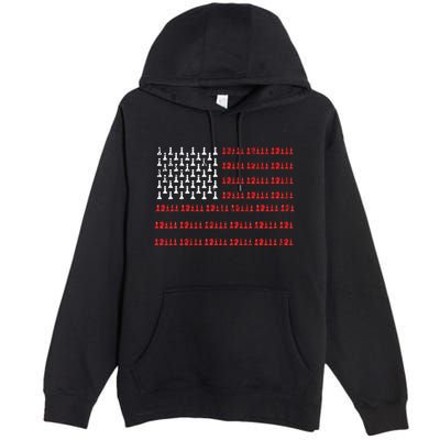 Chess Piece Usa Flag Chess Player Gift Chess Premium Pullover Hoodie