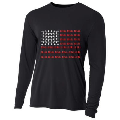 Chess Piece Usa Flag Chess Player Gift Chess Cooling Performance Long Sleeve Crew