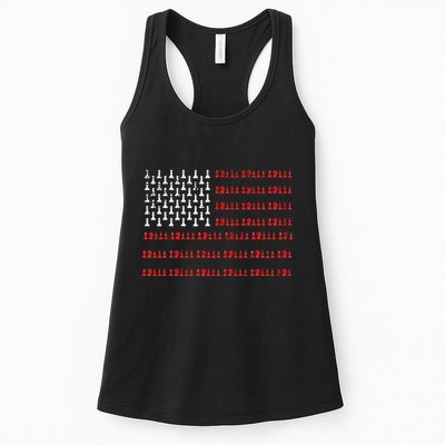 Chess Piece Usa Flag Chess Player Gift Chess Womens Tank Top