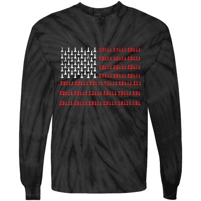 Chess Piece Usa Flag Chess Player Gift Chess Tie-Dye Long Sleeve Shirt