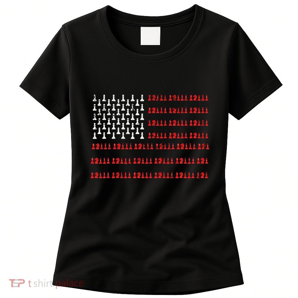 Chess Piece Usa Flag Chess Player Gift Chess Womens T-Shirt