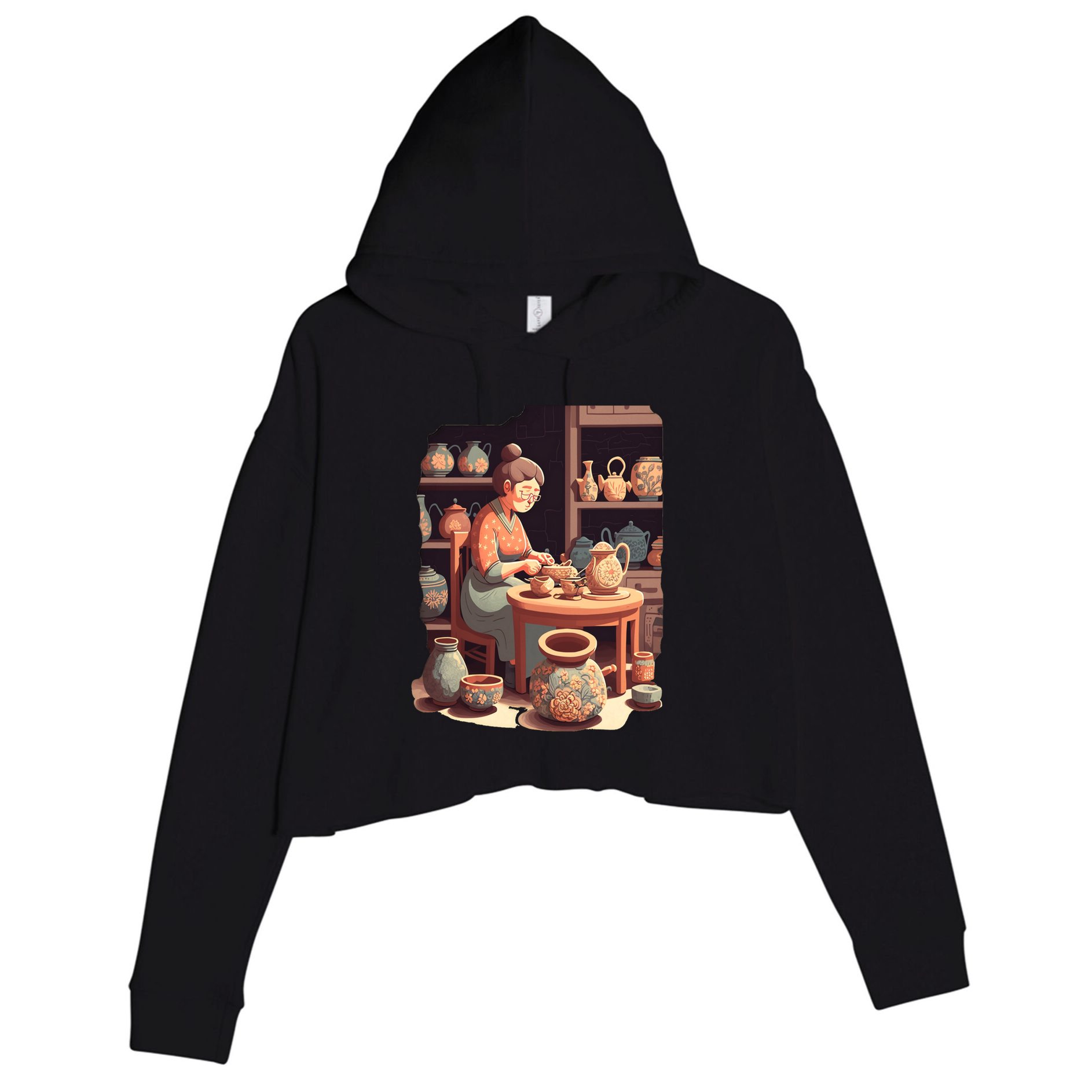 Claymaker Pottery Vintage Pottery Mom Meaningful Gift Crop Fleece Hoodie