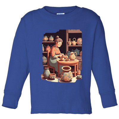 Claymaker Pottery Vintage Pottery Mom Meaningful Gift Toddler Long Sleeve Shirt