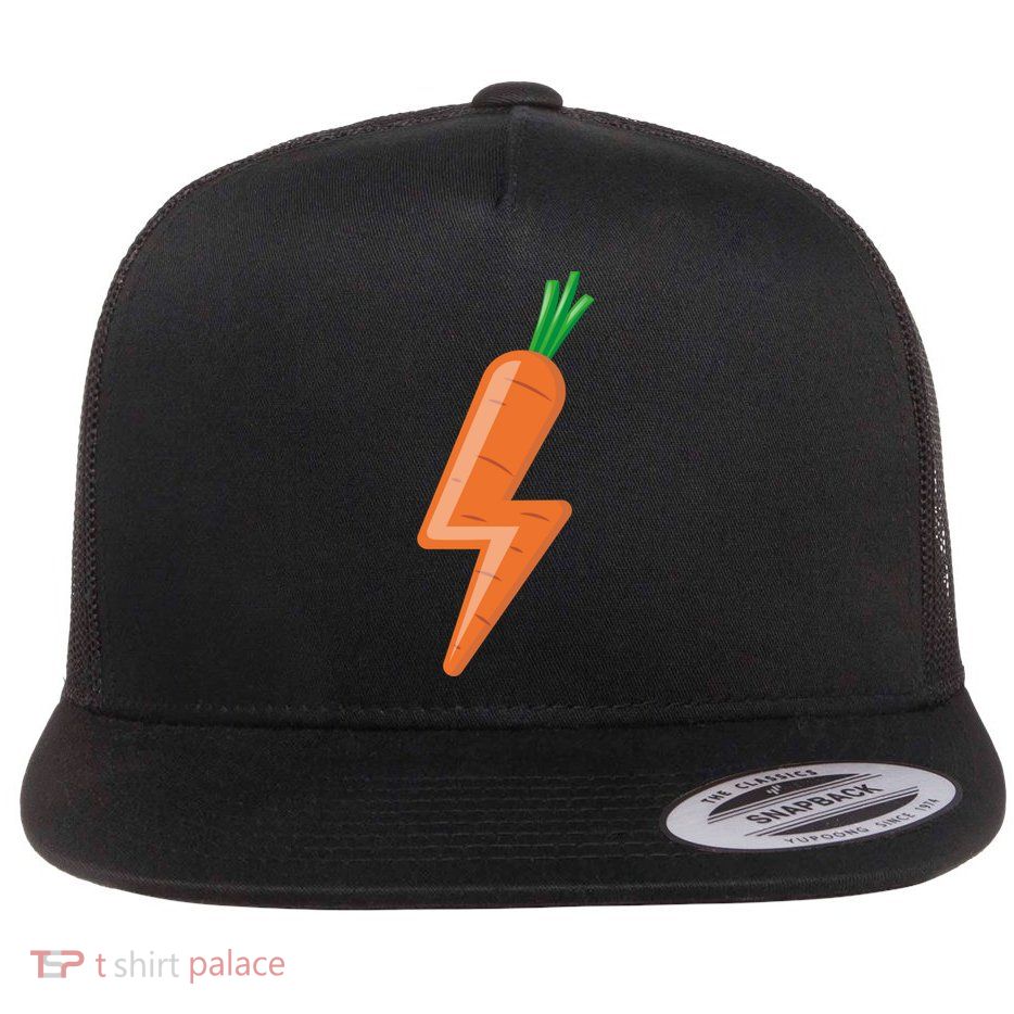 Carrot Power Vegan Cute I Love Veggies Gift Great Gift Flat Bill Trucker Hat
